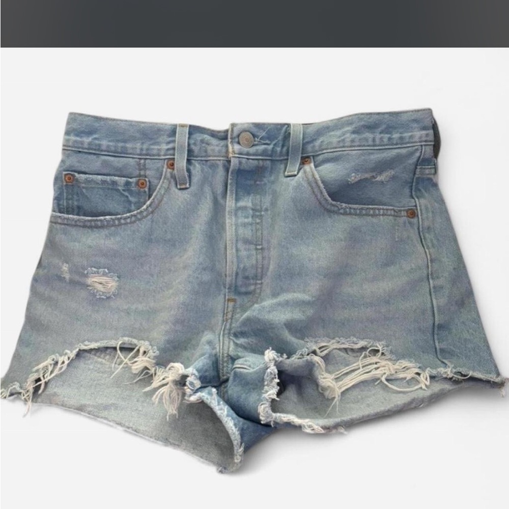 Levi's Light Blue Distressed Jean Shorts